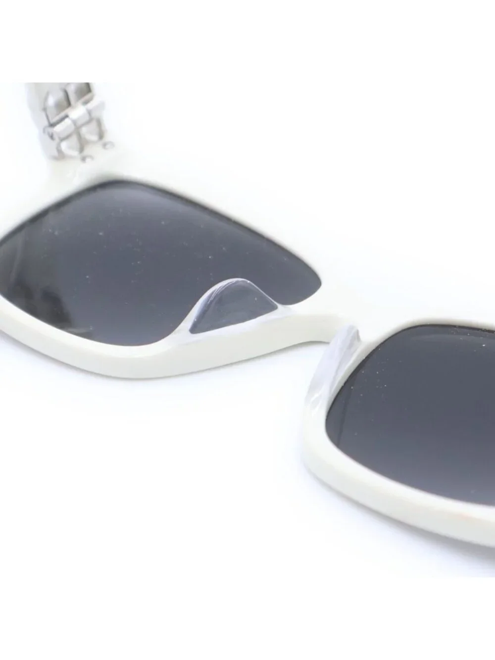 Balenciaga Dynasty Eyewear Square Frame Sunglasses White Silver - Picture 5 of 6